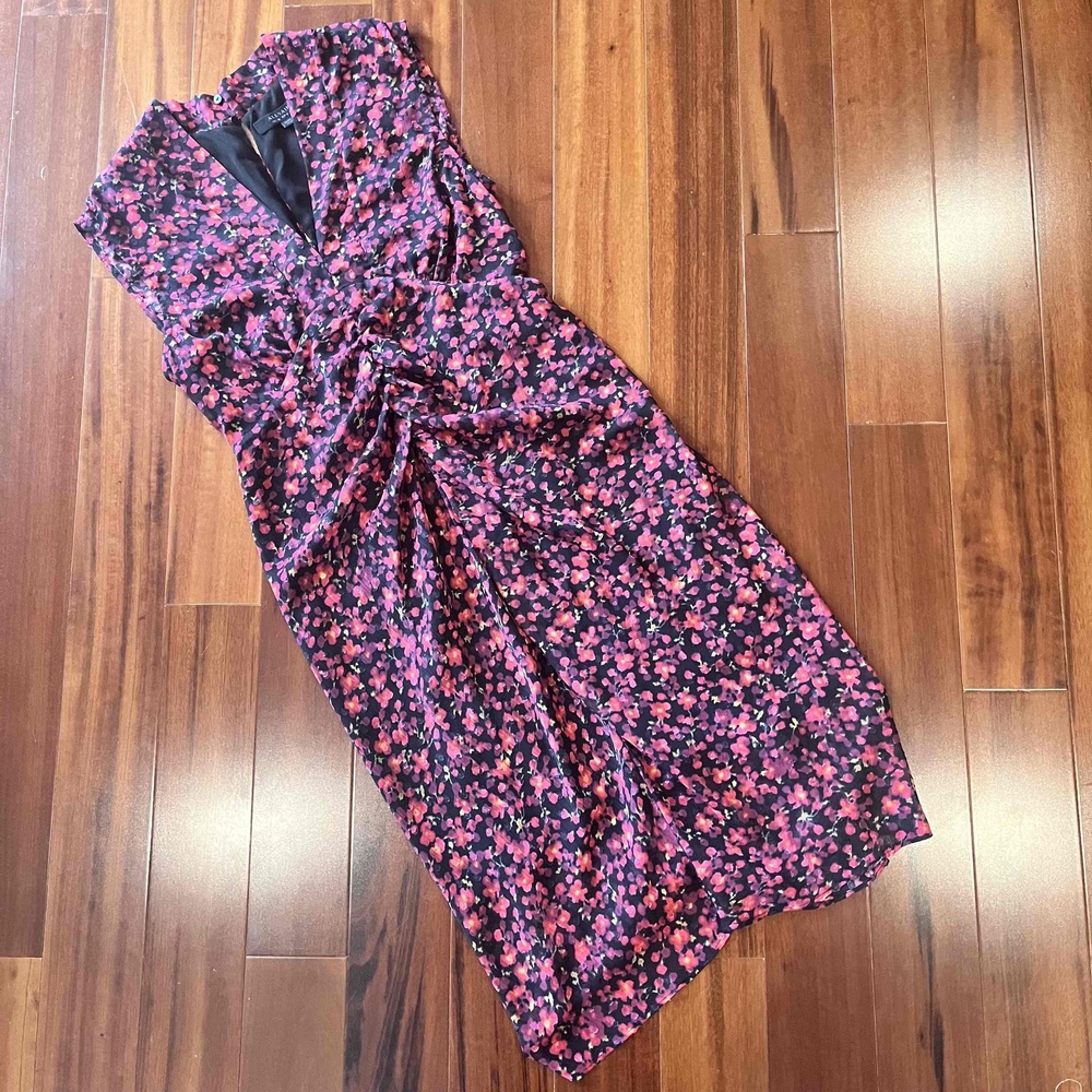 AllSaints Aldine Cheri Blossom Dress Sheath Sleeveless V Neck Back Zip Sz US 4